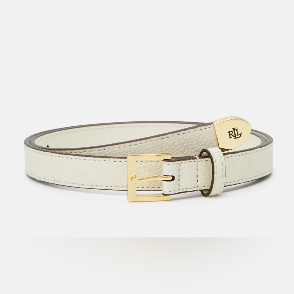 Lauren Ralph Lauren Pebbled Leather Skinny Belt